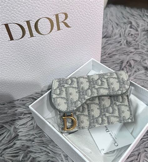 dior saddle flap card holder grey|dior designer card holder.